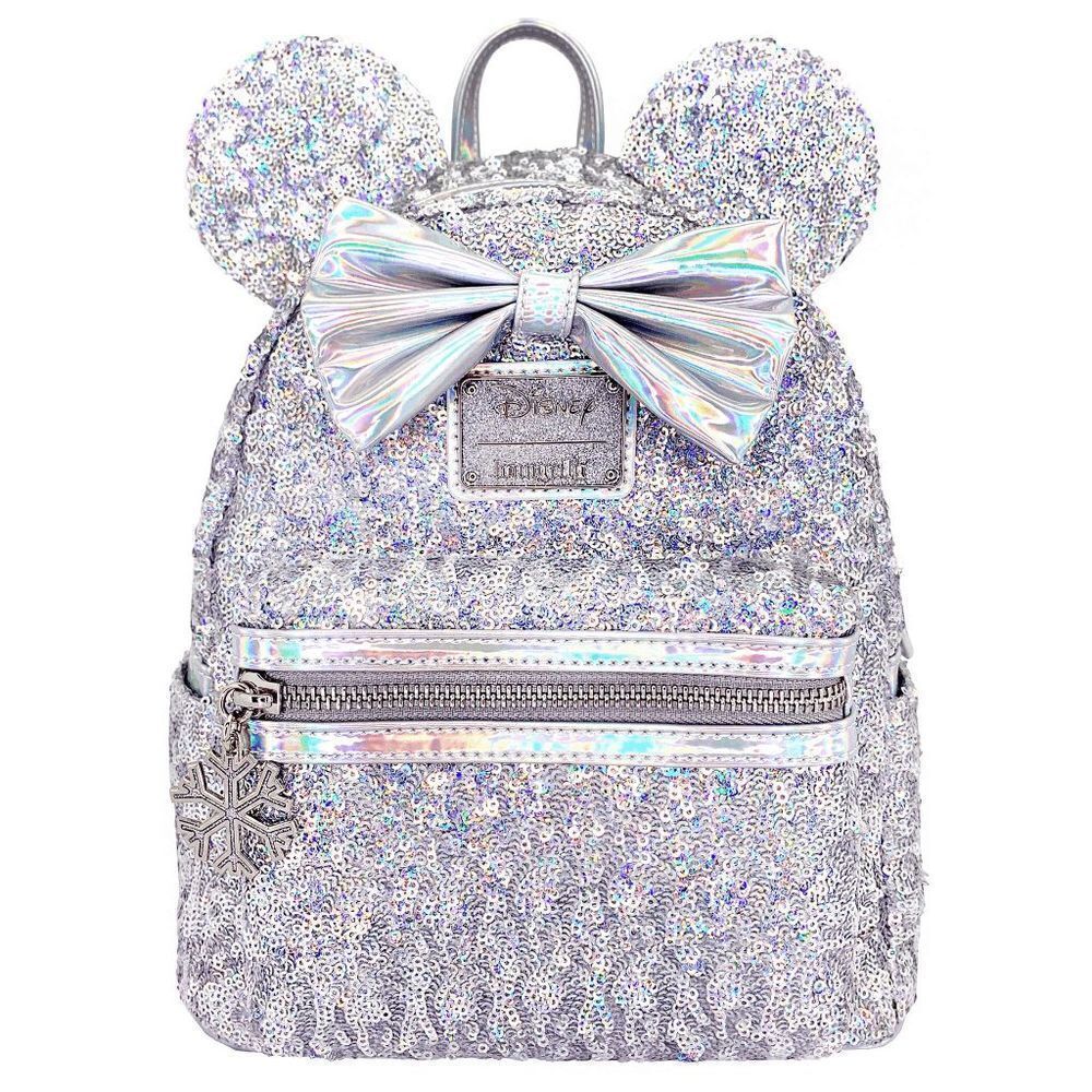 Loungefly Disney Minnie Mouse Silver Holo Sequin Mini Backpack